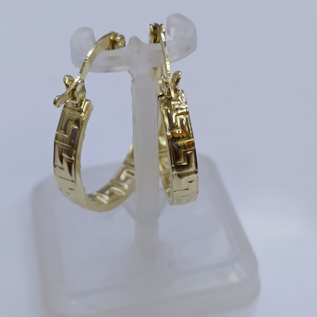 ARETES TEJIDO ARRACADAS TIPO GRECAS 14K 2.1 GR (NUEVO)