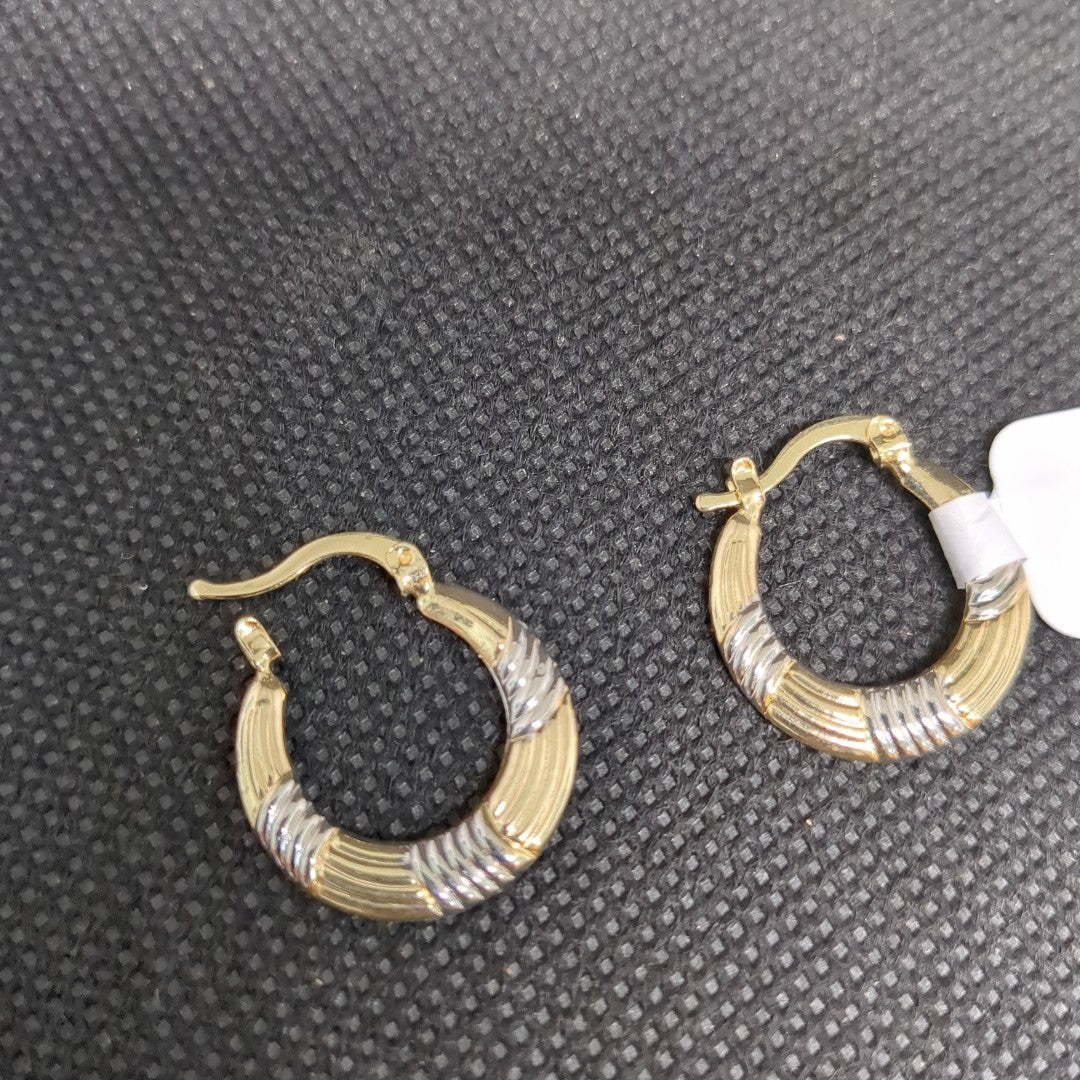 ARETES TEJIDO ARRACADAS COMBINADAS HUECAS 14K 1.7 GR (NUEVO)