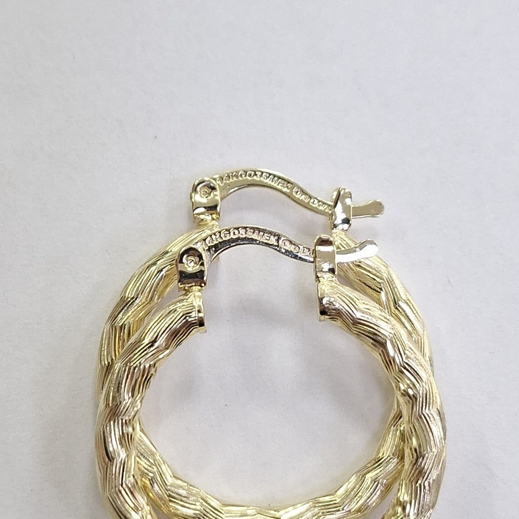 ARETES TEJIDO ARRACADA LABRADA 14K 2.7 GR (NUEVO)