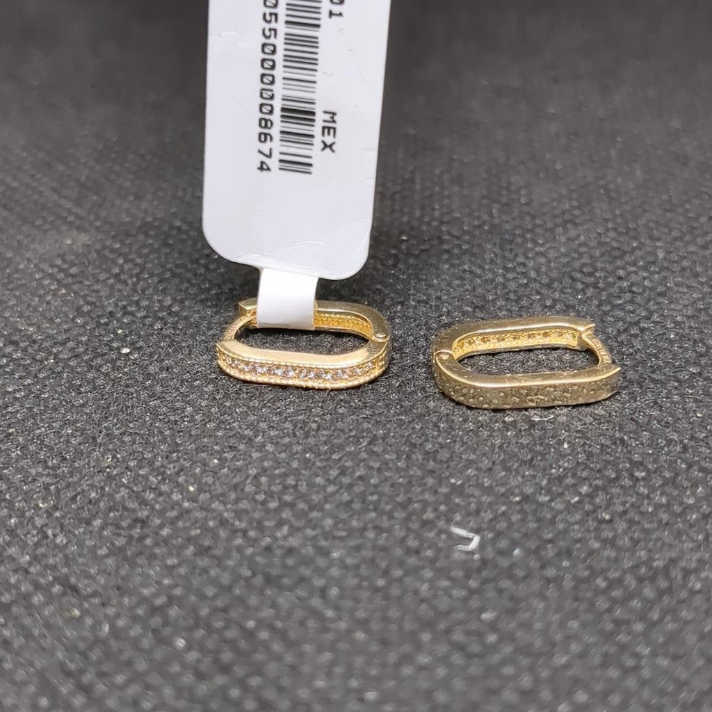 ARETES HUGGIES OVALADA C CIRCONIAS 14K 2.5 GR (NUEVO)