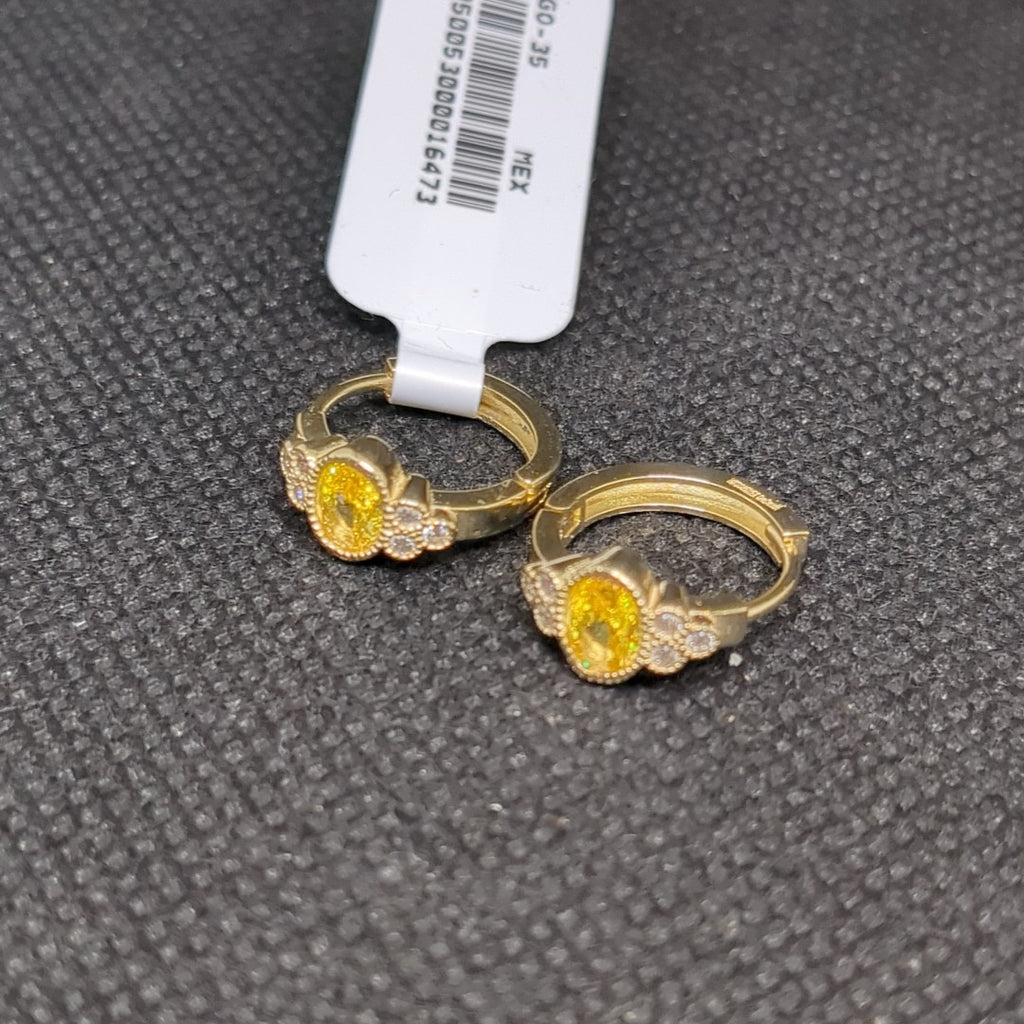 ARETES ARRACADAS CON CIRCONIAS Y PDRAS COL 14K 3.2 GR (NUEVO)