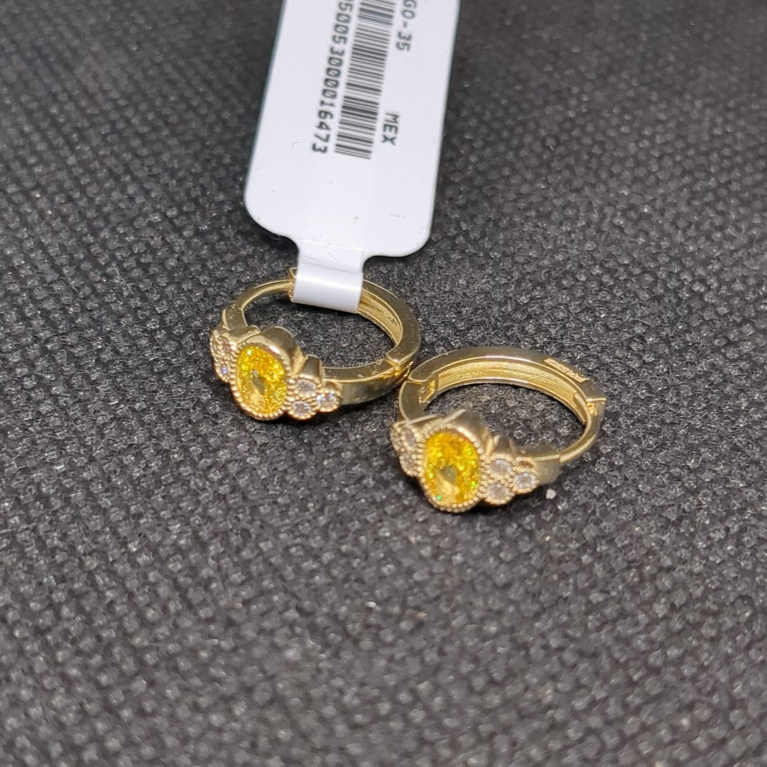 ARETES ARRACADAS CON CIRCONIAS Y PDRAS COL 14K 3.2 GR (NUEVO)