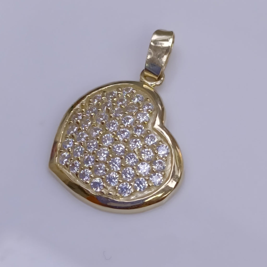 DIJE TEJIDO CORAZON CON CIRCONIAS 14K 1.8 GR (NUEVO)