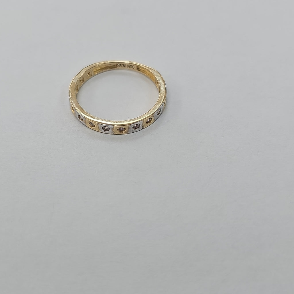 ANILLO ANILLITO C CIRCONIAS COMBINADO 14K 7 TALLA 2 GR (NUEVO)