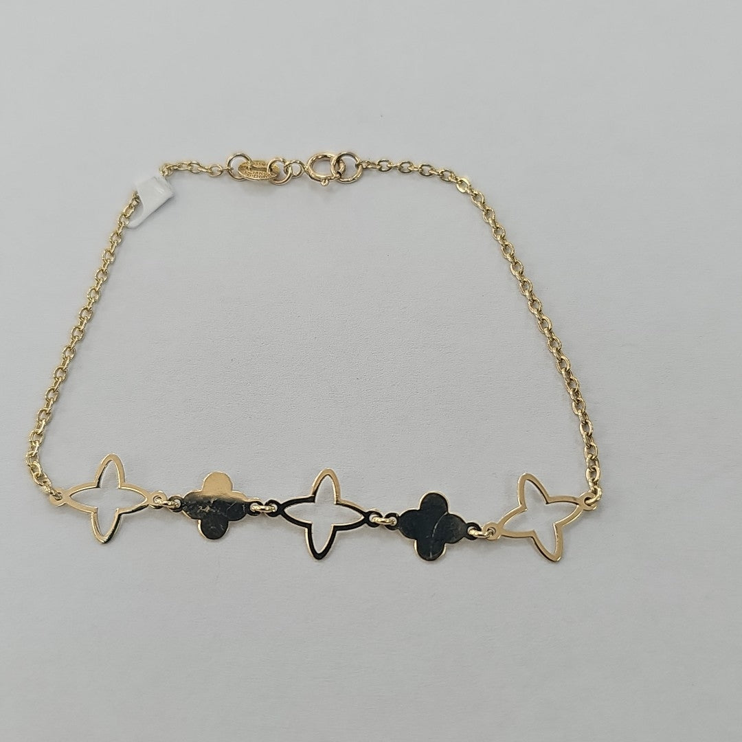 PULSERA TEJIDO ESP CON TREBOL 14K 18 CM 1.6 GR (NUEVO)