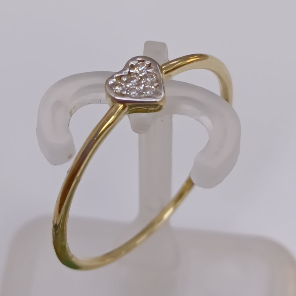 ANILLO ANILLITO CORAZON C CIRCONIA 14K 9 TALLA 0.9 GR (NUEVO)