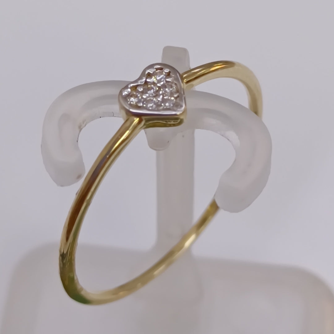 ANILLO ANILLITO CORAZON C CIRCONIA 14K 9 TALLA 0.9 GR (NUEVO)