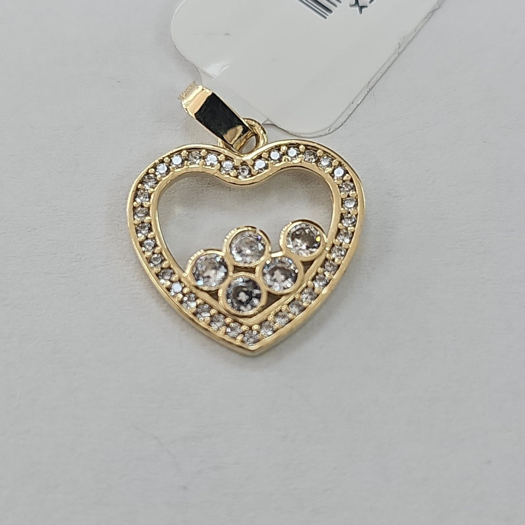 DIJE CORAZON CON CIRCONIAS 14K 1.7 GR (NUEVO)