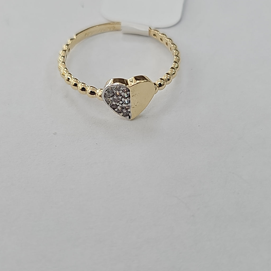 ANILLO ANILLITO FIG CORAZON C CIRCONIAS 14K 8 TALLA 1.6 GR (NUEVO)