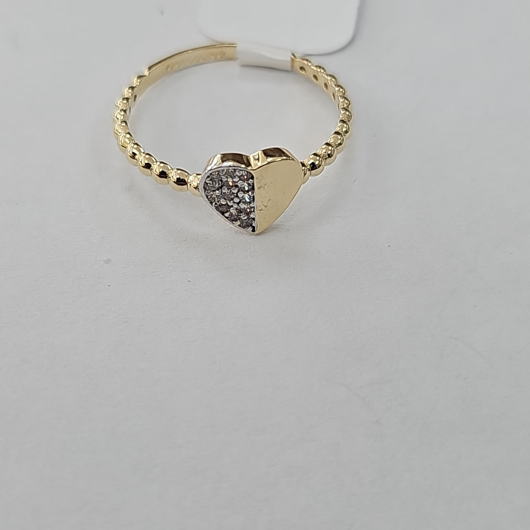ANILLO ANILLITO FIG CORAZON C CIRCONIAS 14K 8 TALLA 1.6 GR (NUEVO)