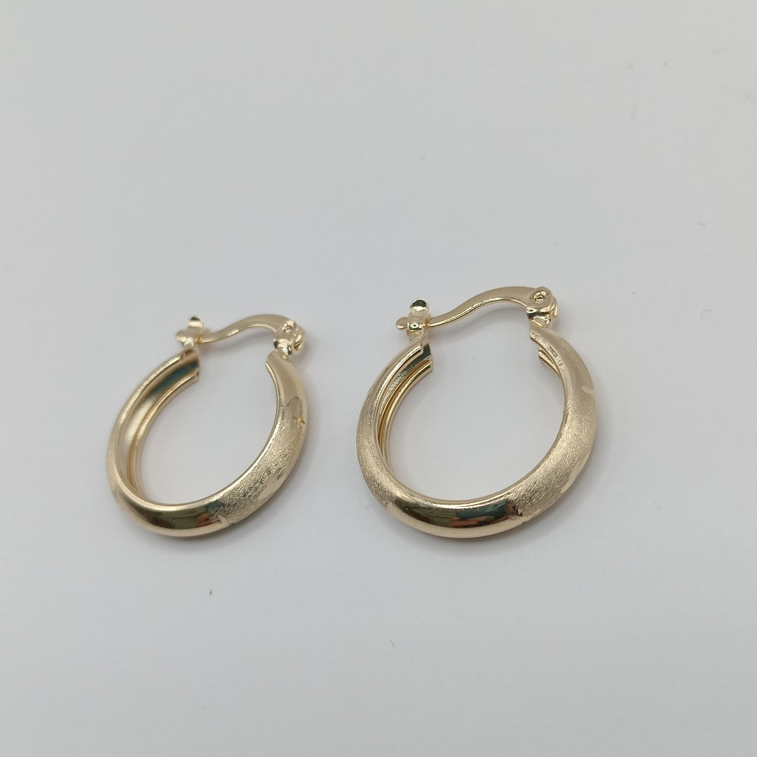 ARETES TEJIDO ARRACADA SATINADA 14K 2.6 GR (NUEVO)