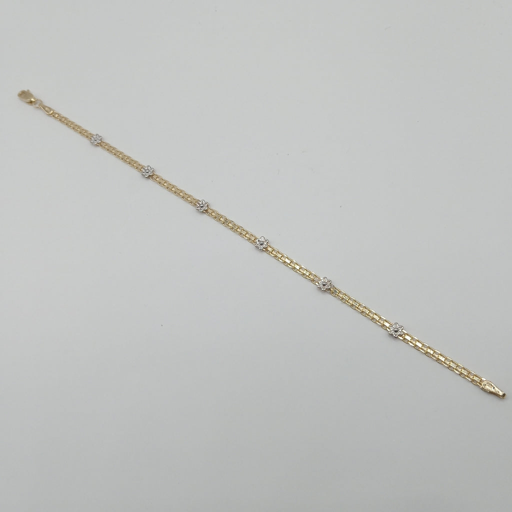 PULSERA ESPECIAL C FLORES 14K 18 CM 2.9 GR (NUEVO)