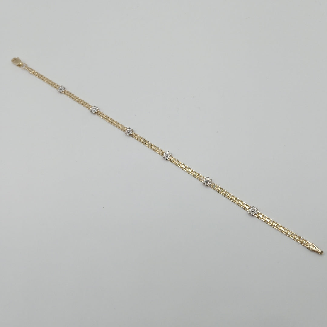 PULSERA ESPECIAL C FLORES 14K 18 CM 2.9 GR (NUEVO)