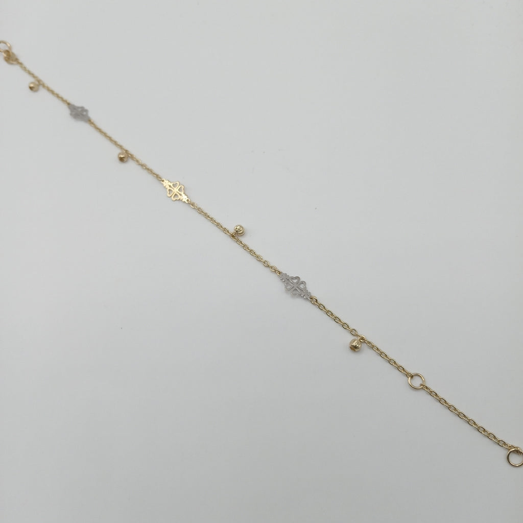 PULSERA ESPECIAL CON TREBOL 14K 18 CM 1.8 GR (NUEVO)