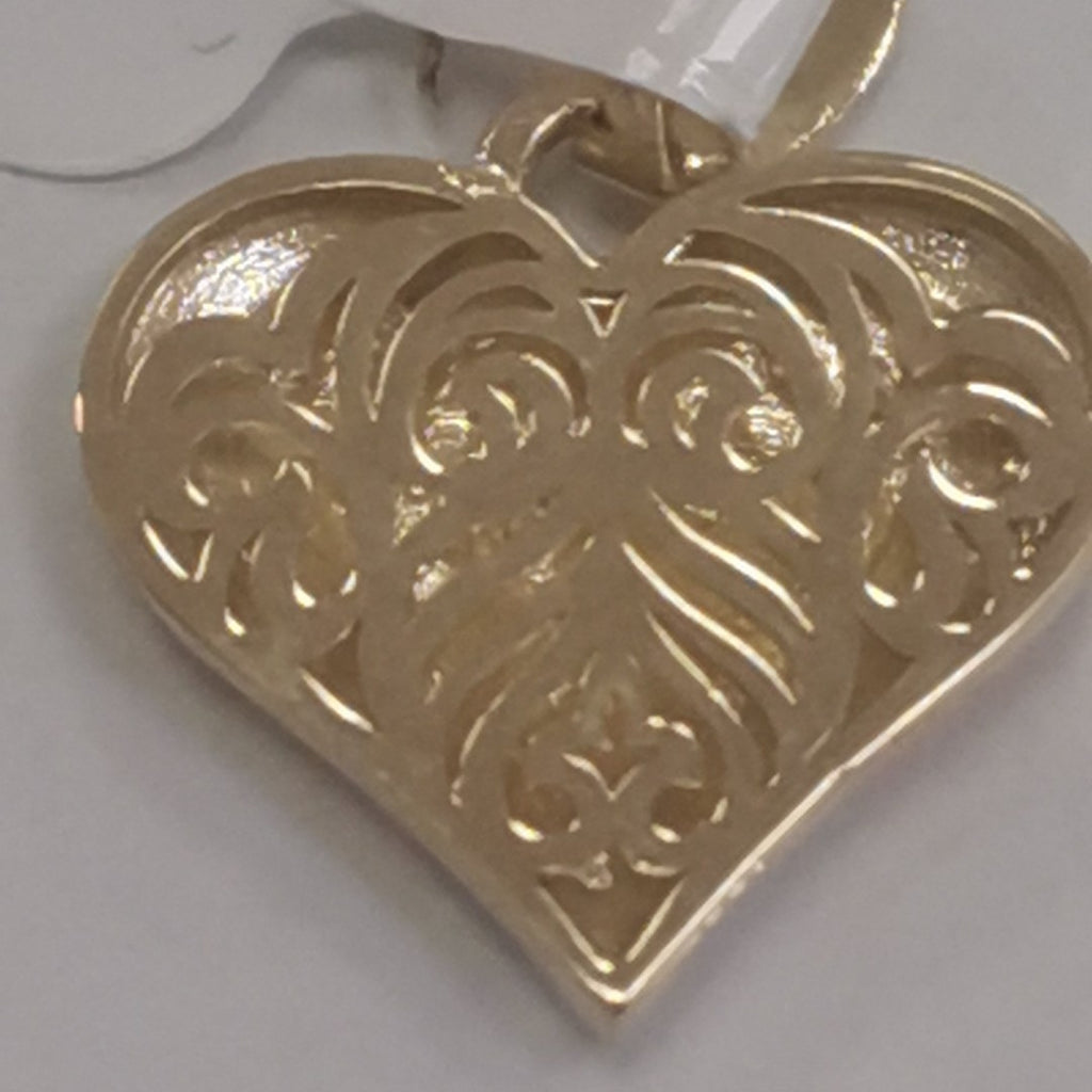DIJE TEJIDO CORAZON LABRADO COMBINADO 14K 1.2 GR (NUEVO)