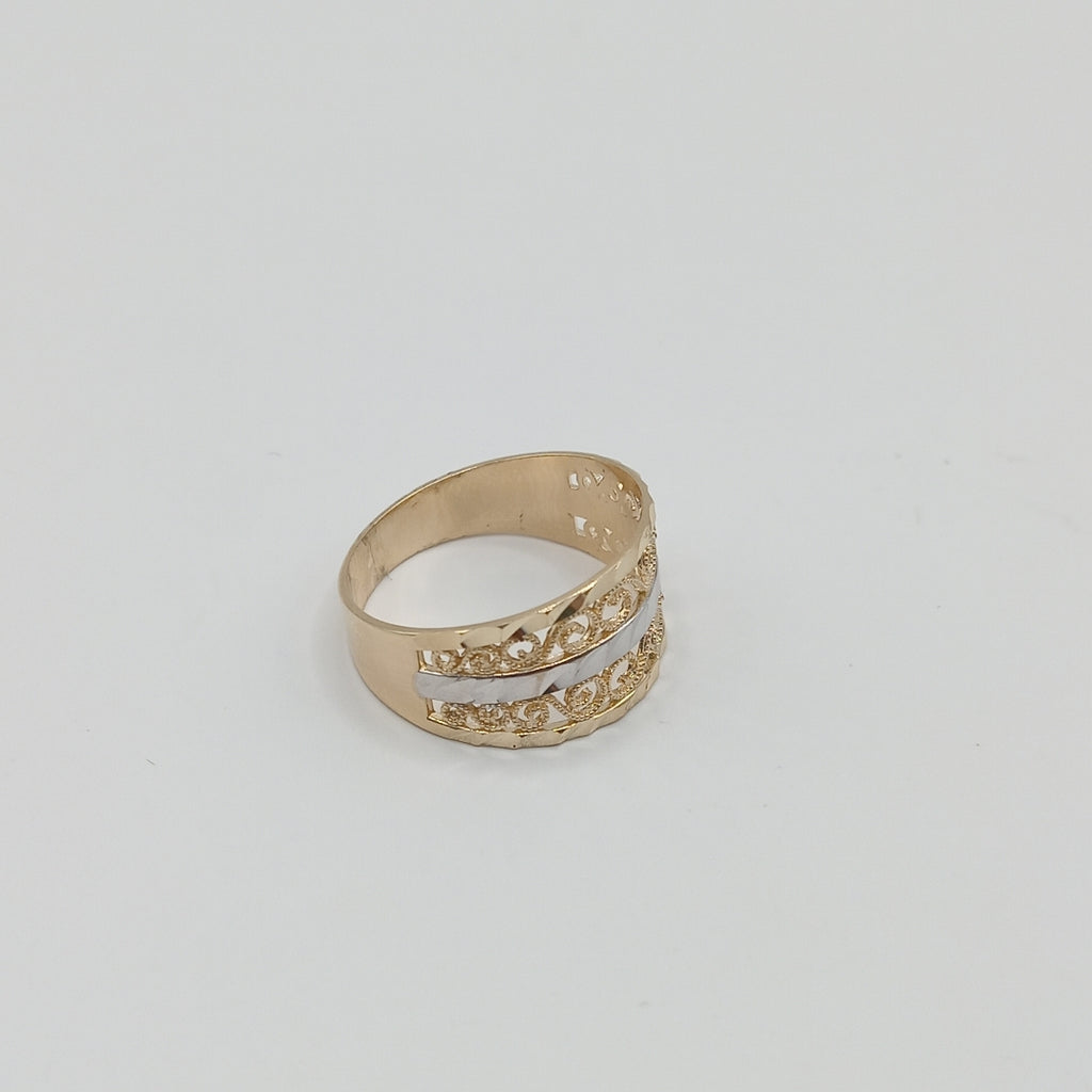 ANILLOS TIPO FILIGRANA COMBINADO 14K TALLA 8 2.8 GR (NUEVO)