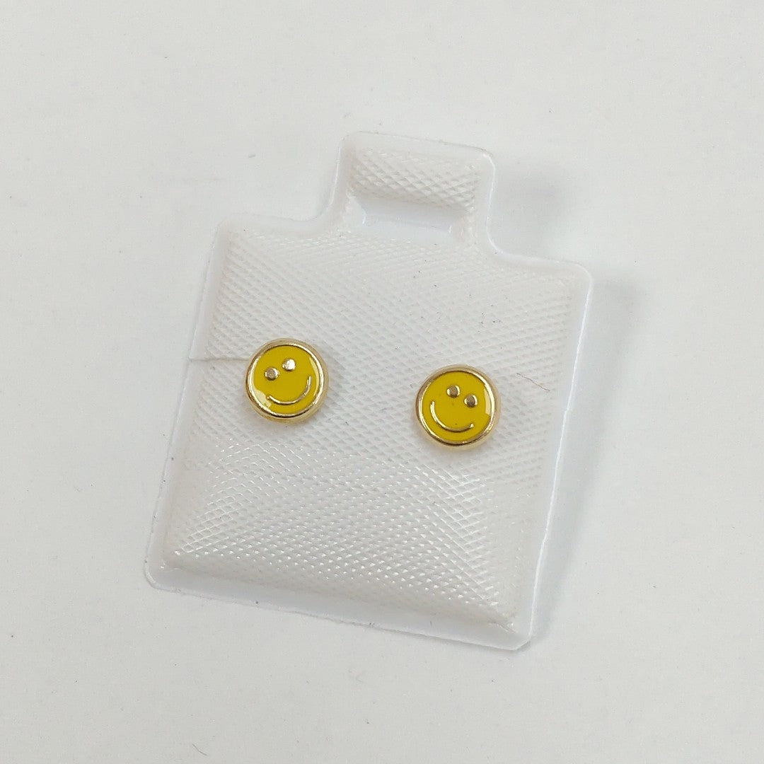 BROQUELES BROQUEL FIG SONRISA ESMALTE AMARILLO 14K 0.2074 GR (NUEVO)