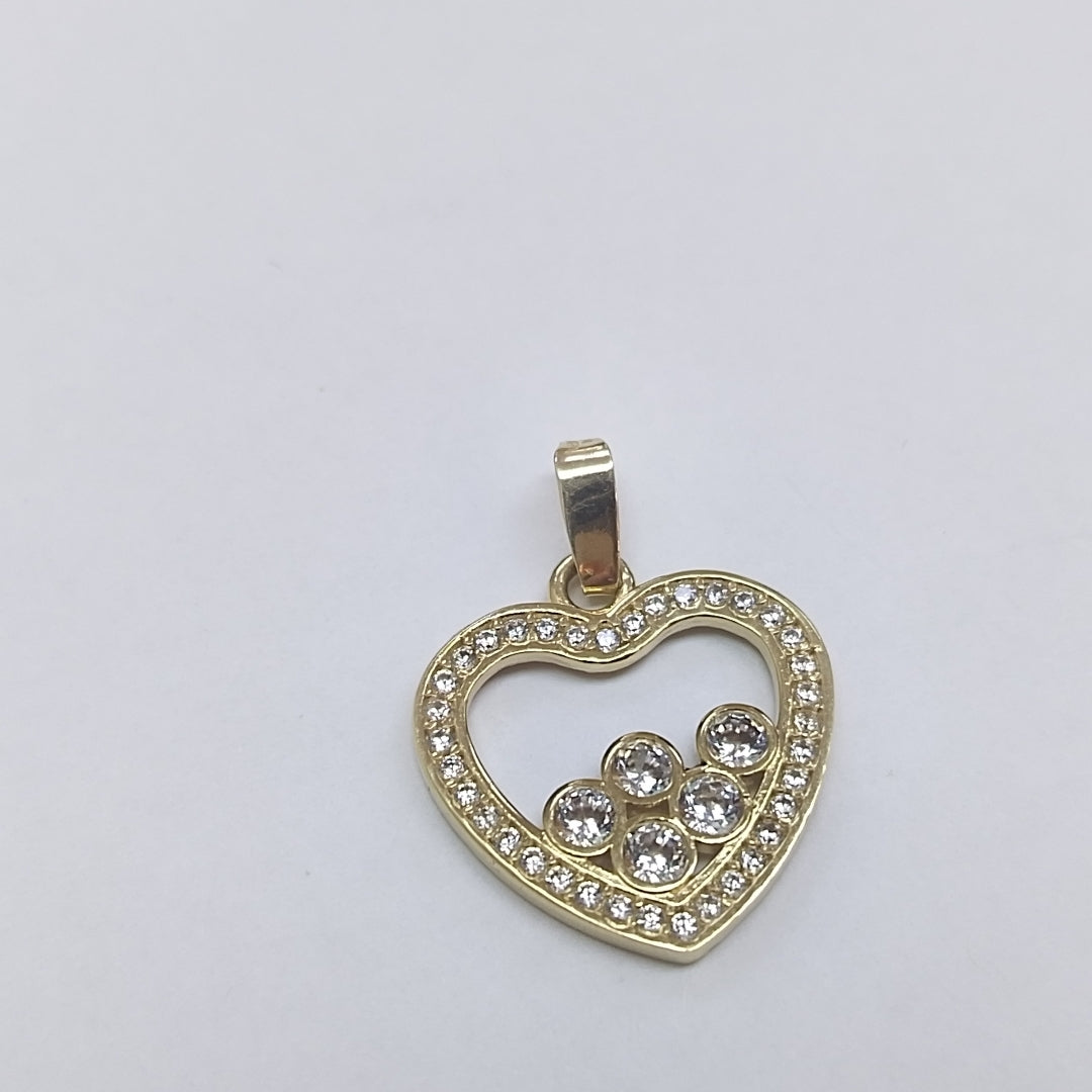 DIJE CORAZON CON CIRCONIAS 14K 1.7 GR (NUEVO)