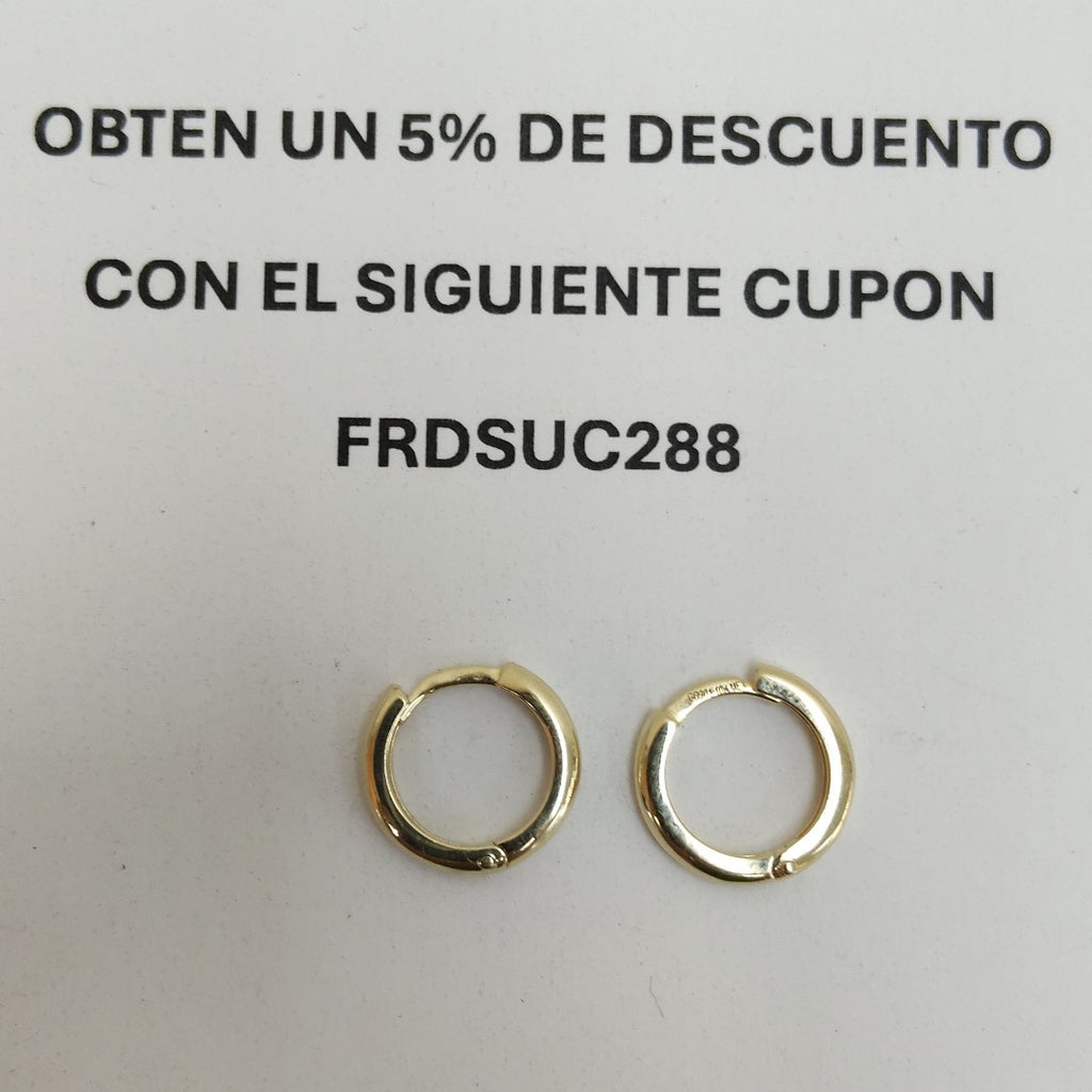 ARETES ARRACADAS LISAS 10K 1.2 GR (NUEVO)
