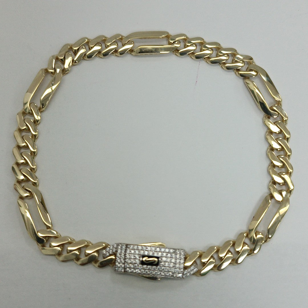 PULSERA CABALLERO MONACO ORO 10K 7.6 (NUEVO)