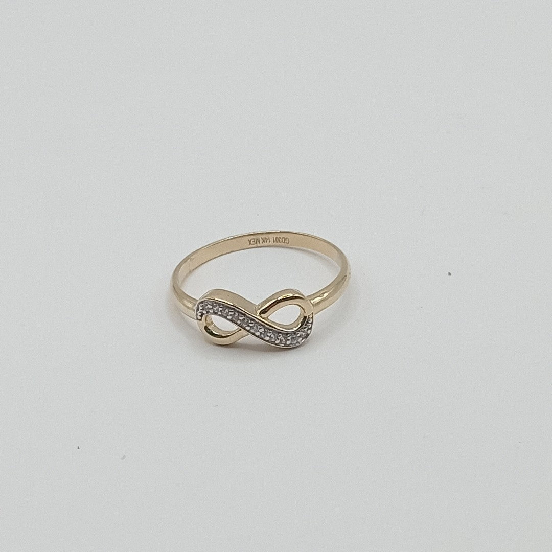 ANILLO ANILLITO FIG INFINITO C CIRCONIAS 14K 9 TALLA 1.9 GR (NUEVO)