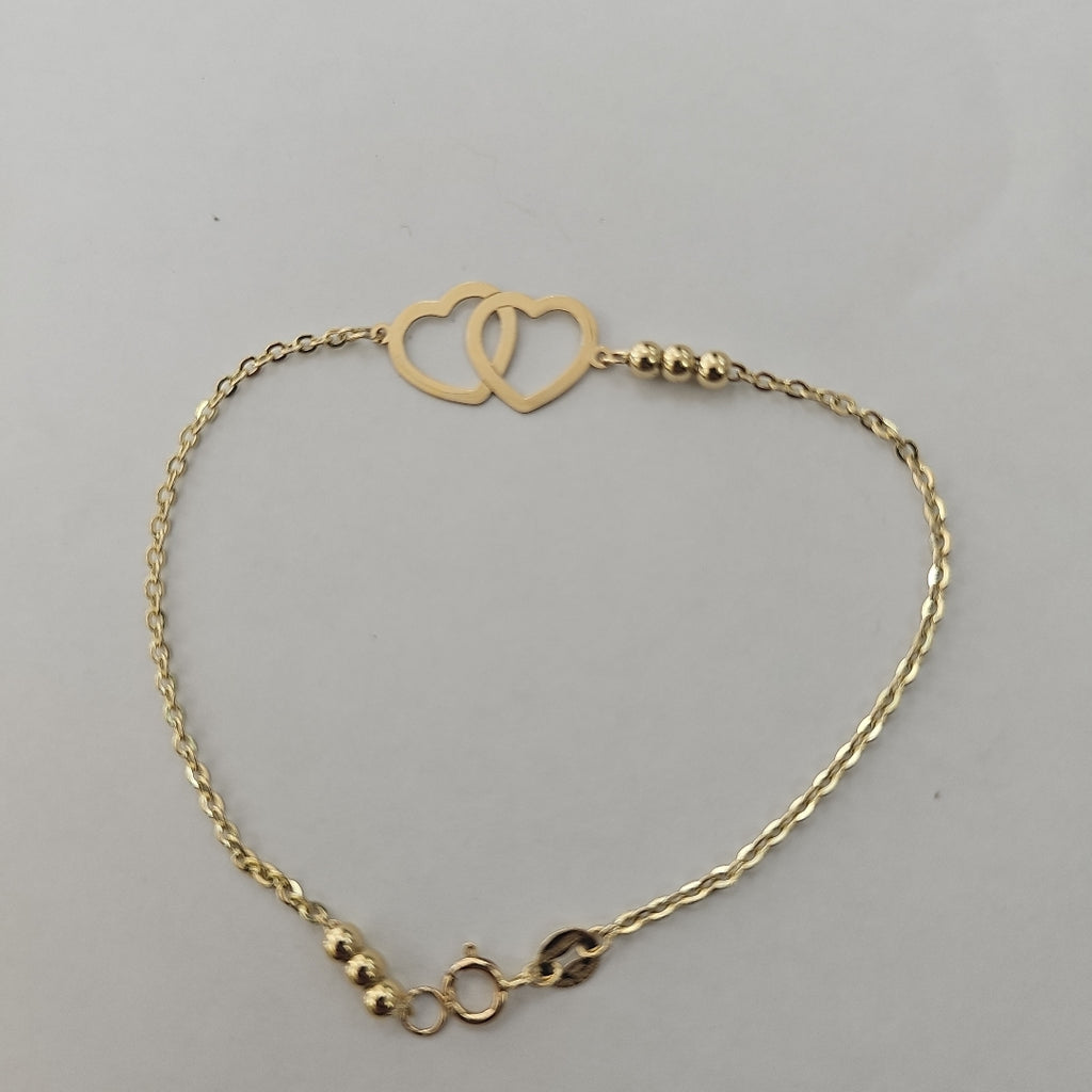 PULSERA TEJIDO ESPECIAL C CORAZONES 14K 18 CM 1.7 GR (NUEVO)