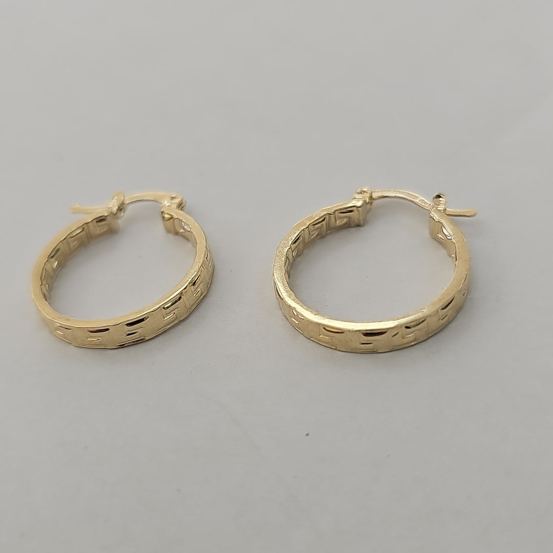 ARETES TEJIDO ARRACADAS TIPO GRECAS 14K 2.2 GR (NUEVO)
