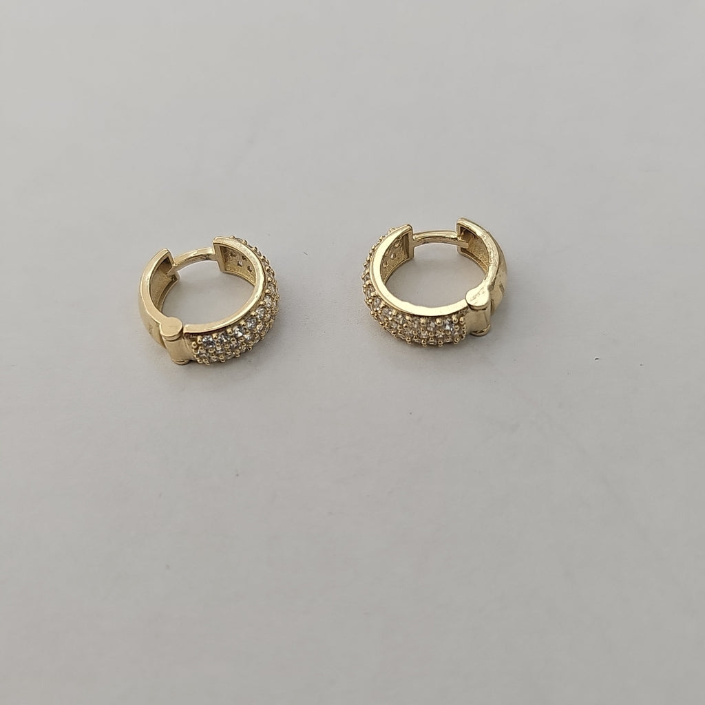 ARETES HUGGIE CON CIRCONIAS 14K 2.2 GR (NUEVO)