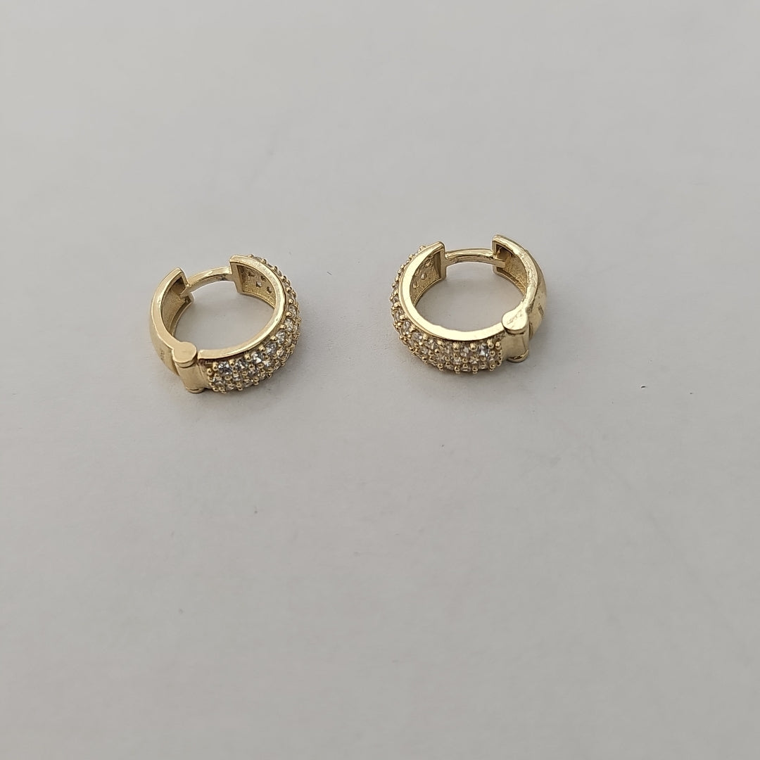 ARETES HUGGIE CON CIRCONIAS 14K 2.2 GR (NUEVO)