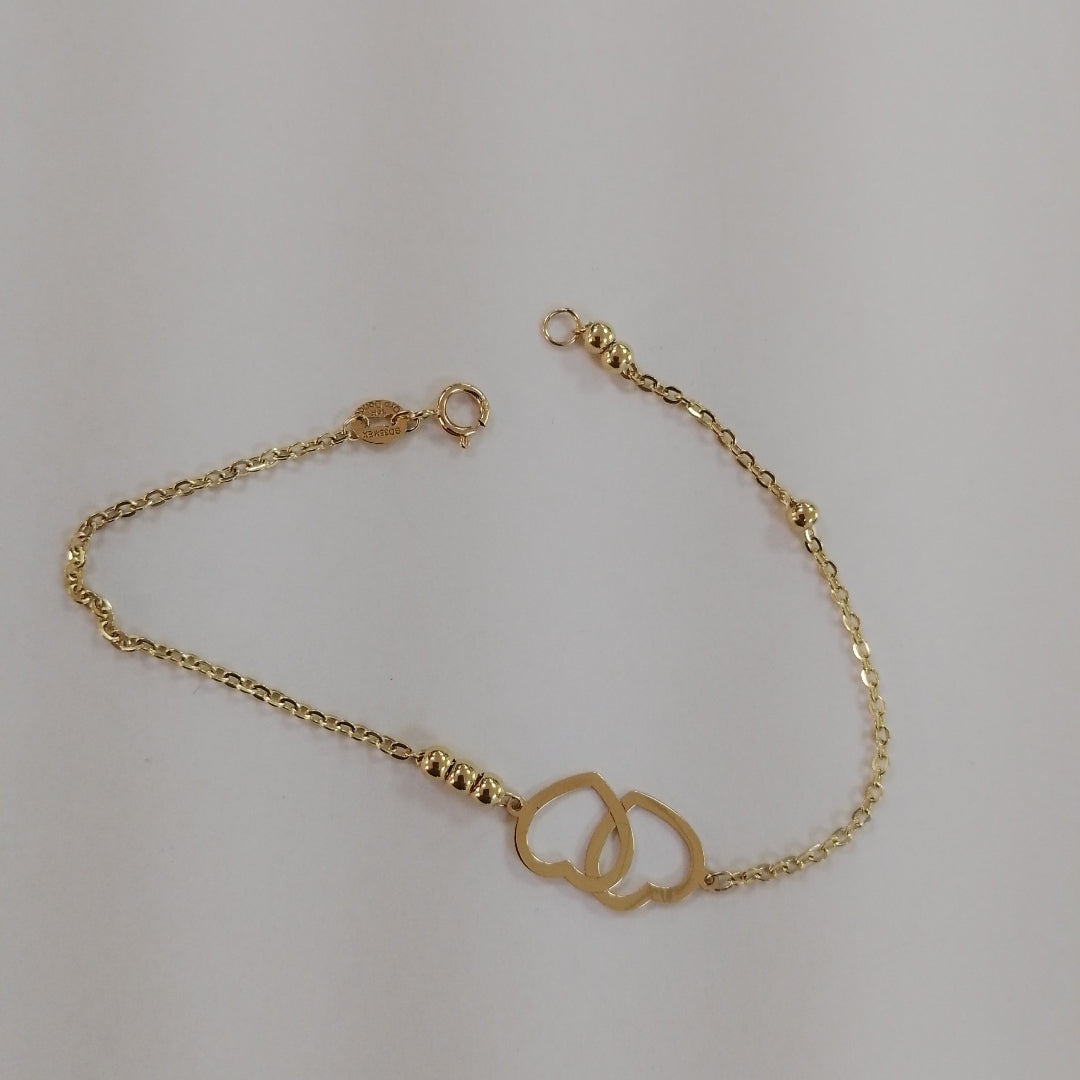 PULSERA TEJIDO ESPECIAL C CORAZONES 14K 18 CM 1.7 GR (NUEVO)