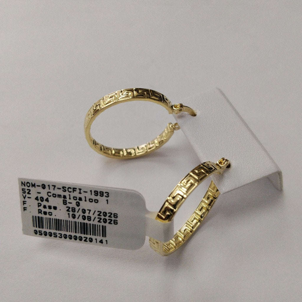 ARETES TEJIDO ARRACADA CON GRECAS 14K 2.6 GR (NUEVO)