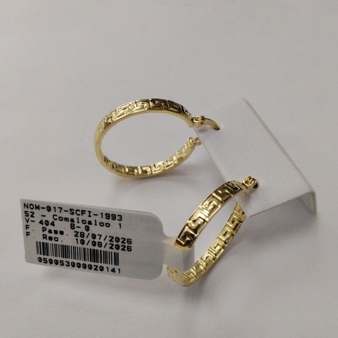 ARETES TEJIDO ARRACADA CON GRECAS 14K 2.6 GR (NUEVO)