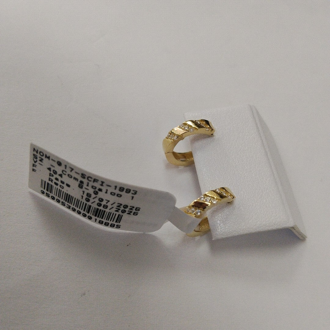 ARETES HUGGIES CON CIRCONIAS 14K 2.3 GR (NUEVO)