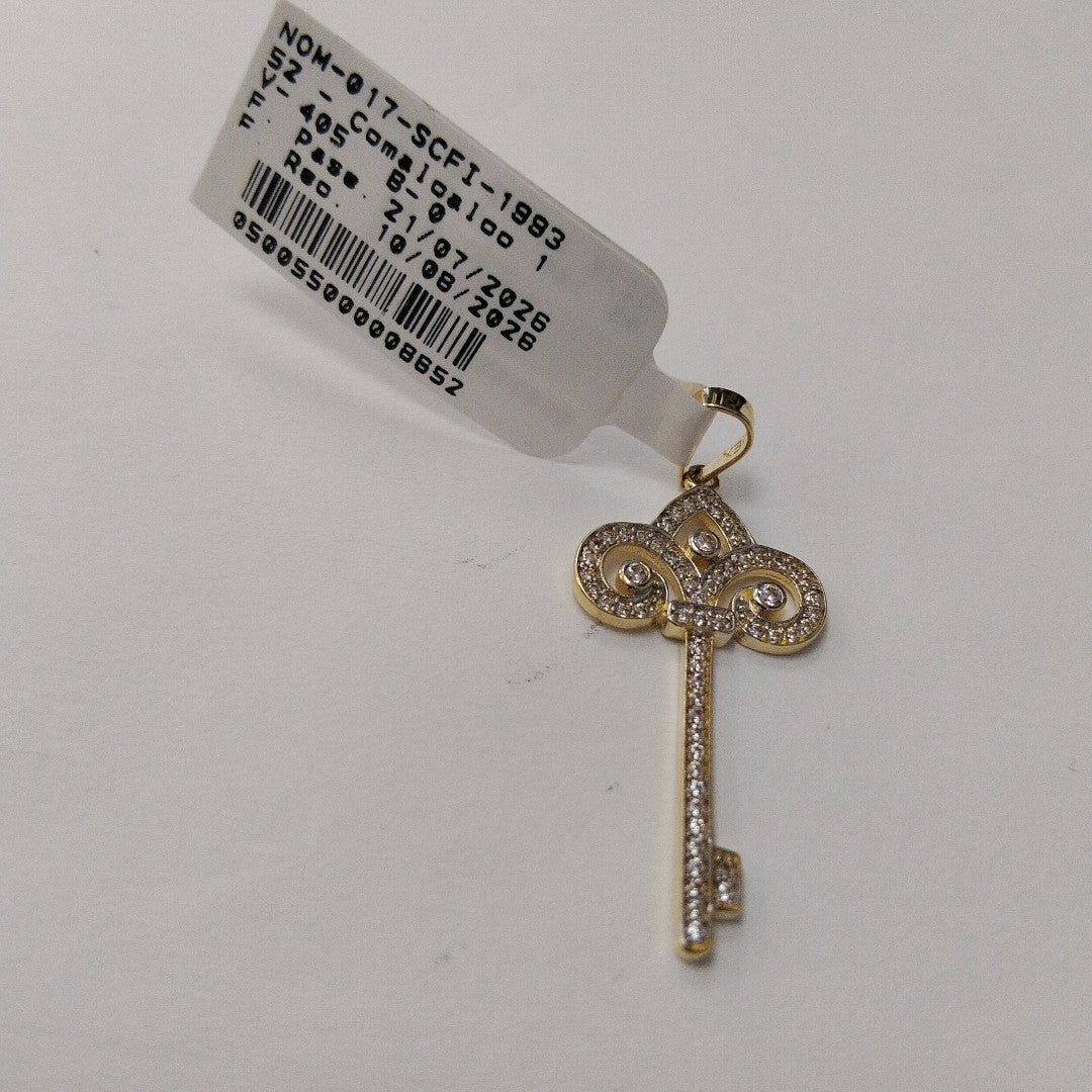 DIJE LLAVE C CIRCONIAS 14K 1.6 GR (NUEVO)