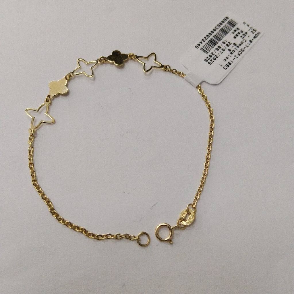 PULSERA TEJIDO ESP CON TREBOL 14K 18 CM 1.5 GR (NUEVO)