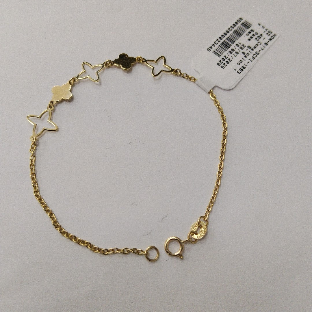 PULSERA TEJIDO ESP CON TREBOL 14K 18 CM 1.5 GR (NUEVO)