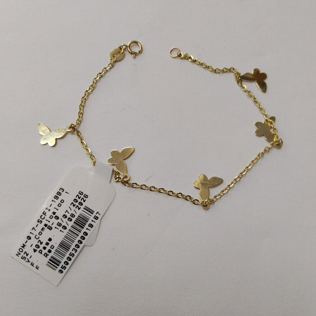 PULSERA ESPECIAL CON MARIPOSAS 14K 18 CM 2.1 GR (NUEVO)