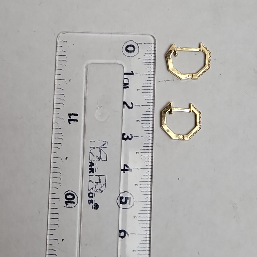 ARETES HUGGIES C CIRCONIAS 14K 1.7 GR (NUEVO)