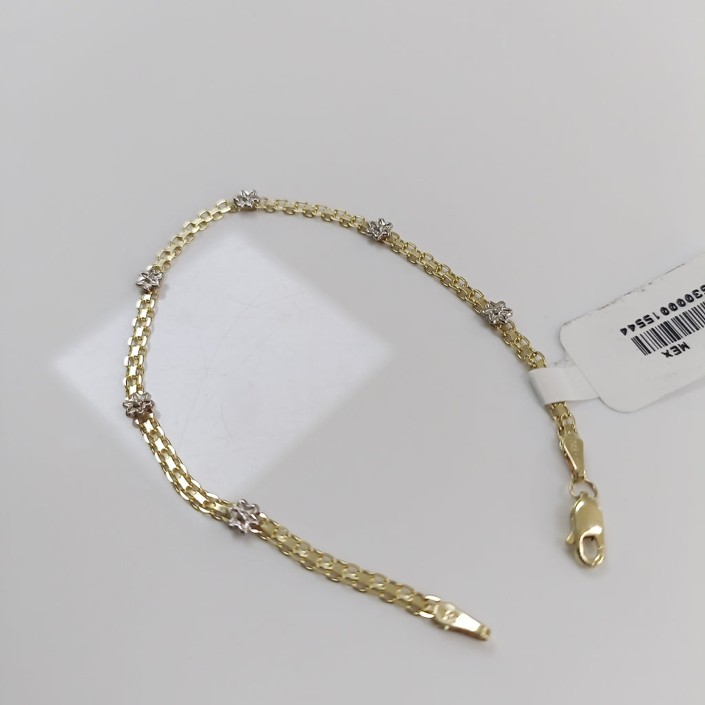 PULSERA ESPECIAL C FLORES 14K 18 CM 2.9 GR (NUEVO)