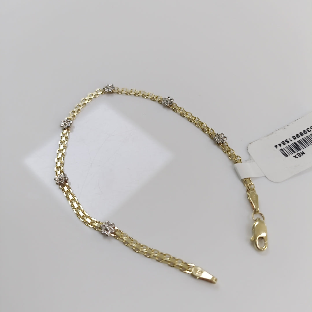 PULSERA ESPECIAL C FLORES 14K 18 CM 2.9 GR (NUEVO)