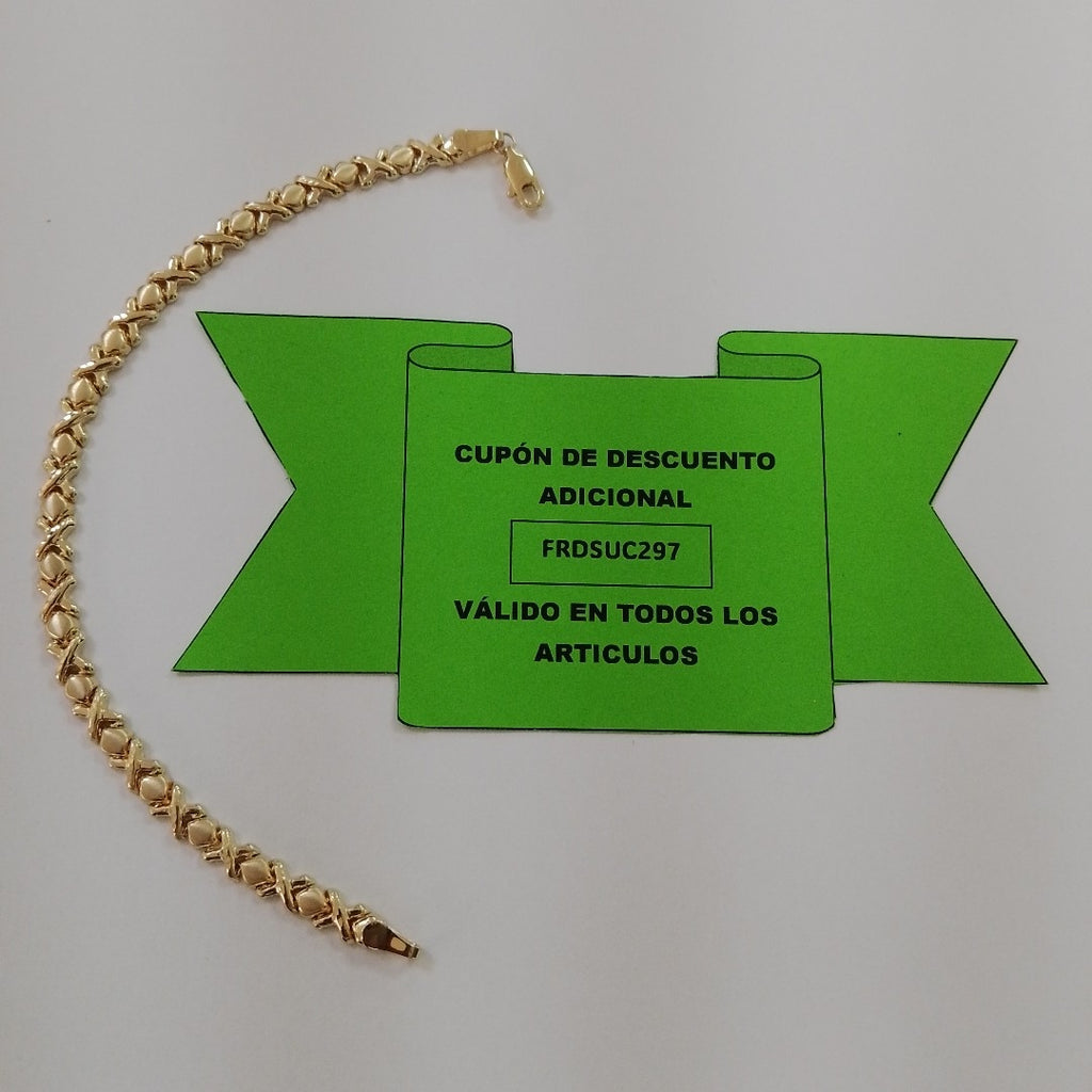 PULSERA ESPECIAL XOXO 14K 18 CM 6.1 GR (NUEVO)