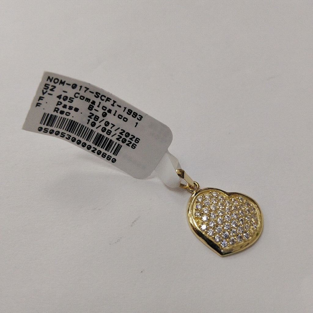 DIJE TEJIDO CORAZON CON CIRCONIAS 14K 1.8 GR (NUEVO)