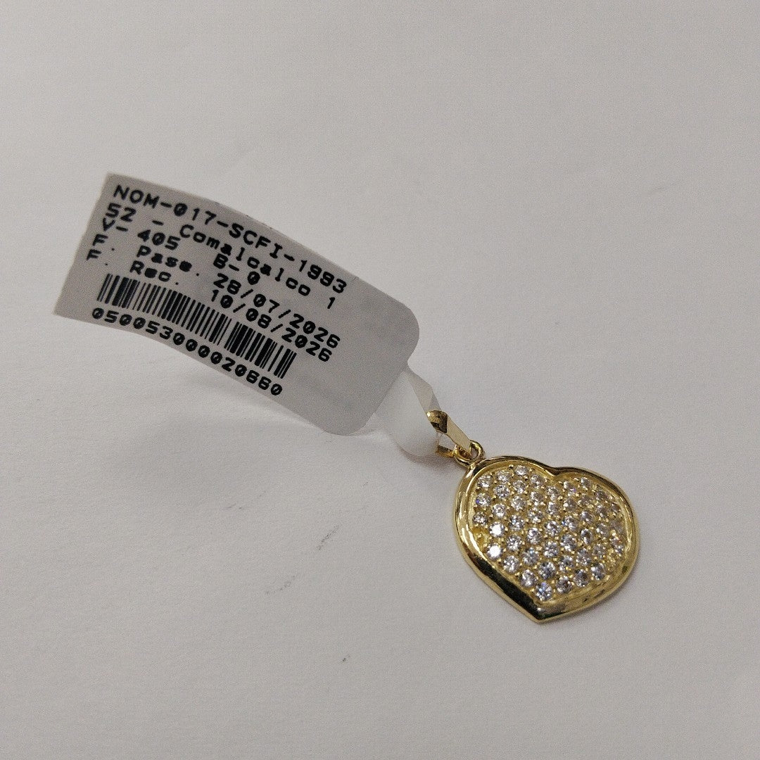 DIJE TEJIDO CORAZON CON CIRCONIAS 14K 1.8 GR (NUEVO)