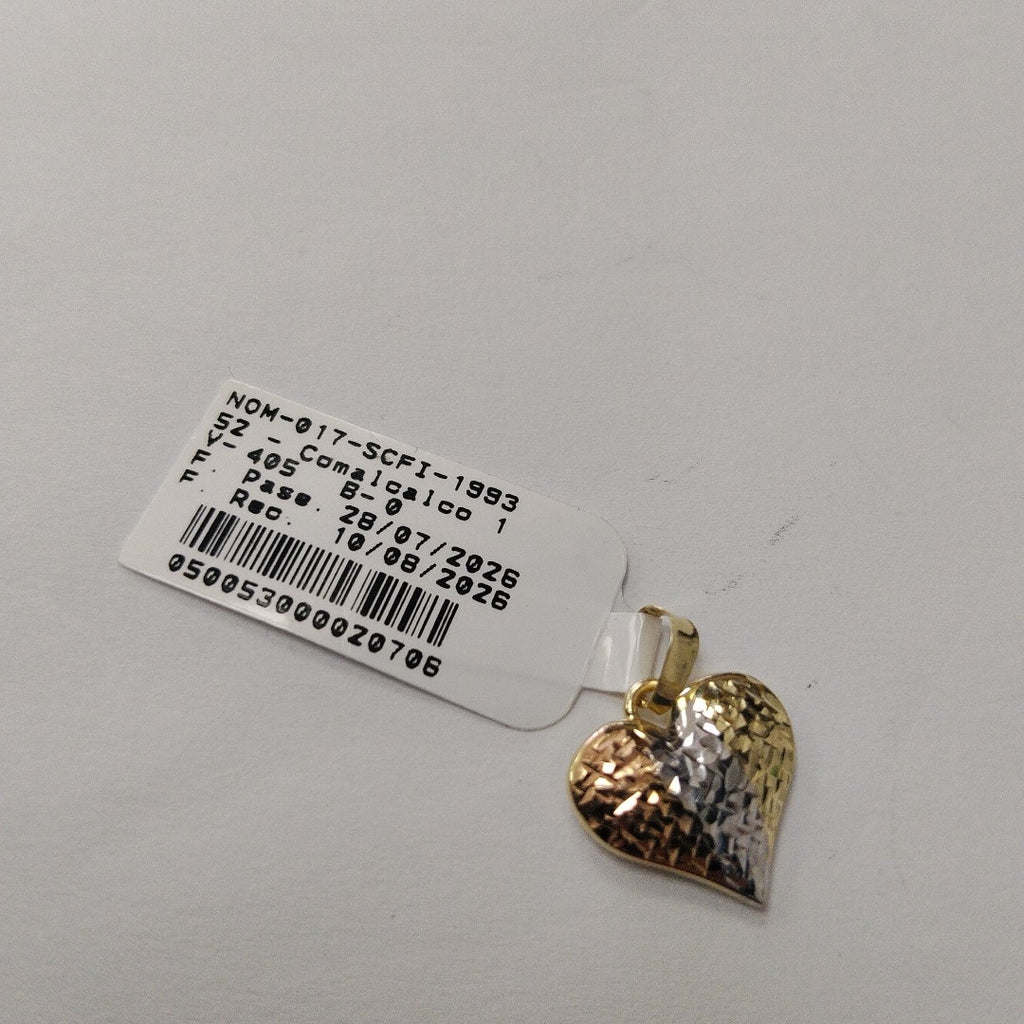 DIJE TEJIDO CORAZON LABRADO COMBINADO 14K 1.2 GR (NUEVO)