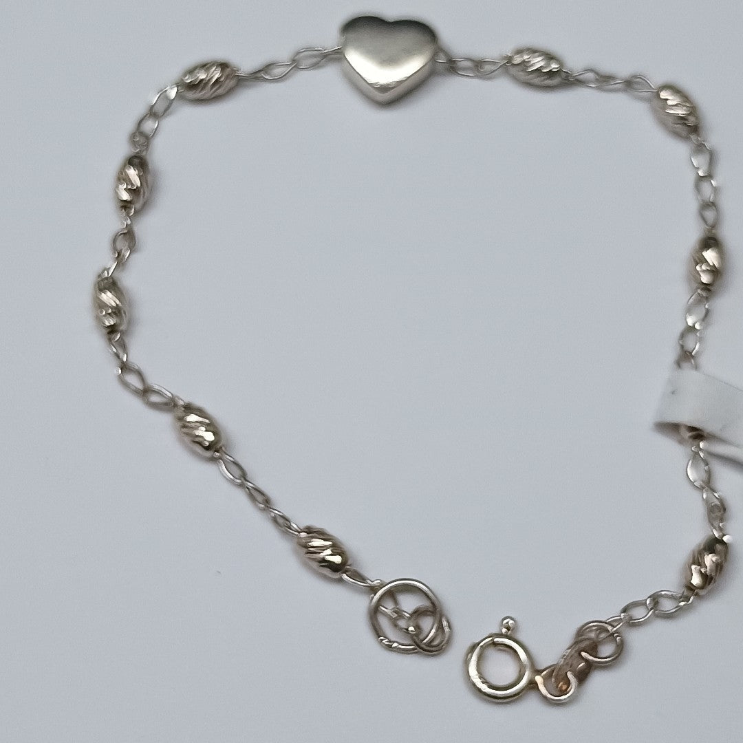 PULSERA TEJIDO CORAZON PLATA .925 18 CM 3.4 GR (NUEVO)