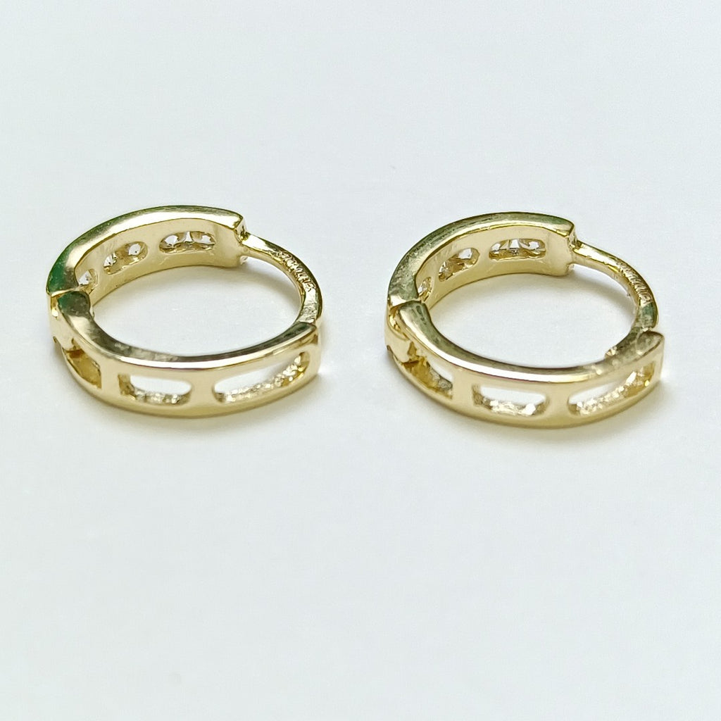 ARETES HUGGIES C CIRCONIA 14K 1.1 GR (NUEVO)