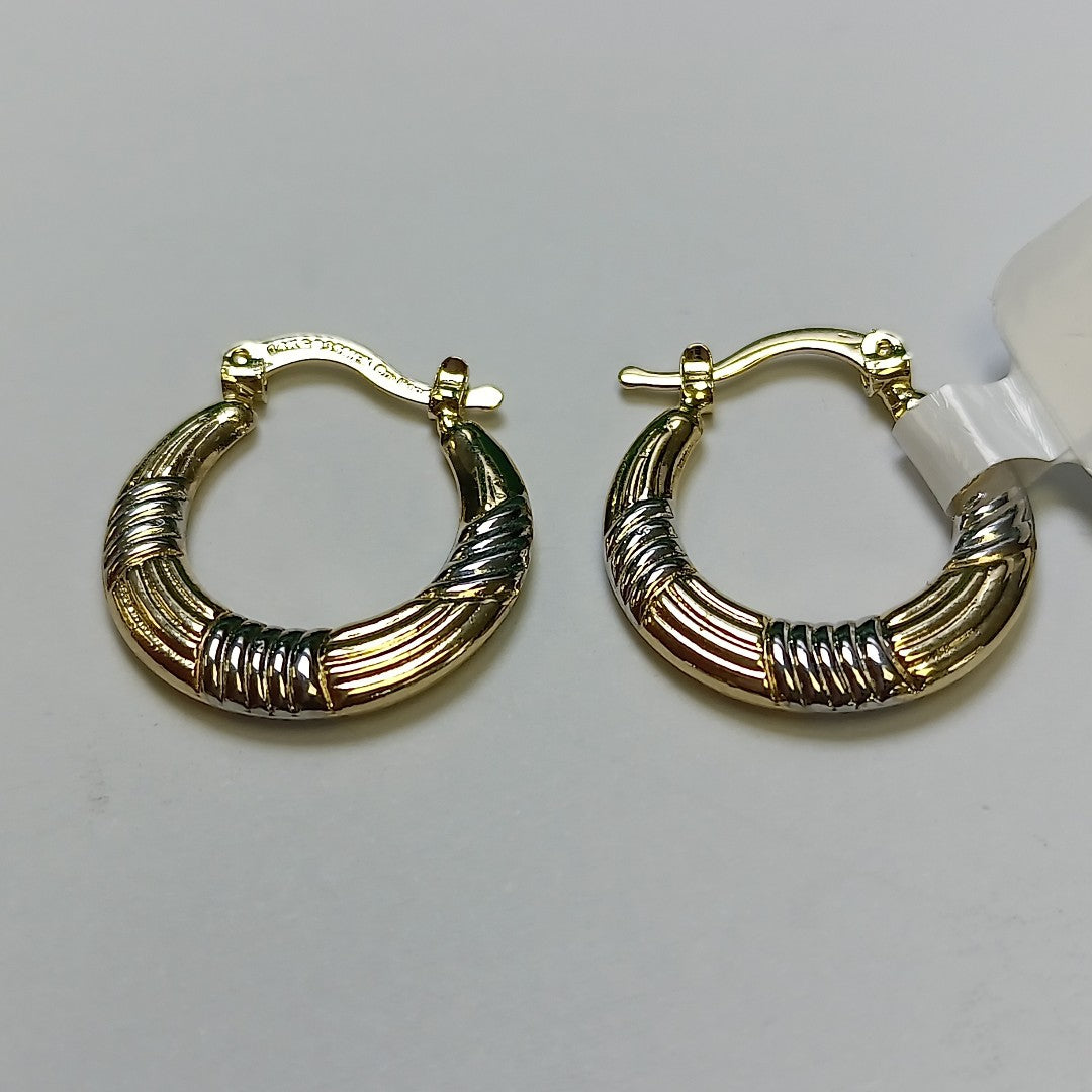 ARETES TEJIDO ARRACADAS COMBINADAS HUECAS 14K 2.1 GR (NUEVO)