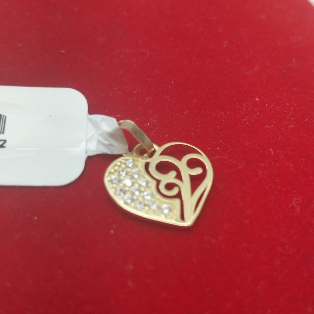 DIJE TEJIDO CORAZON CON CIRCONIAS Y ARBOL DE LA VIDA 14K 0.8 GR (NUEVO)