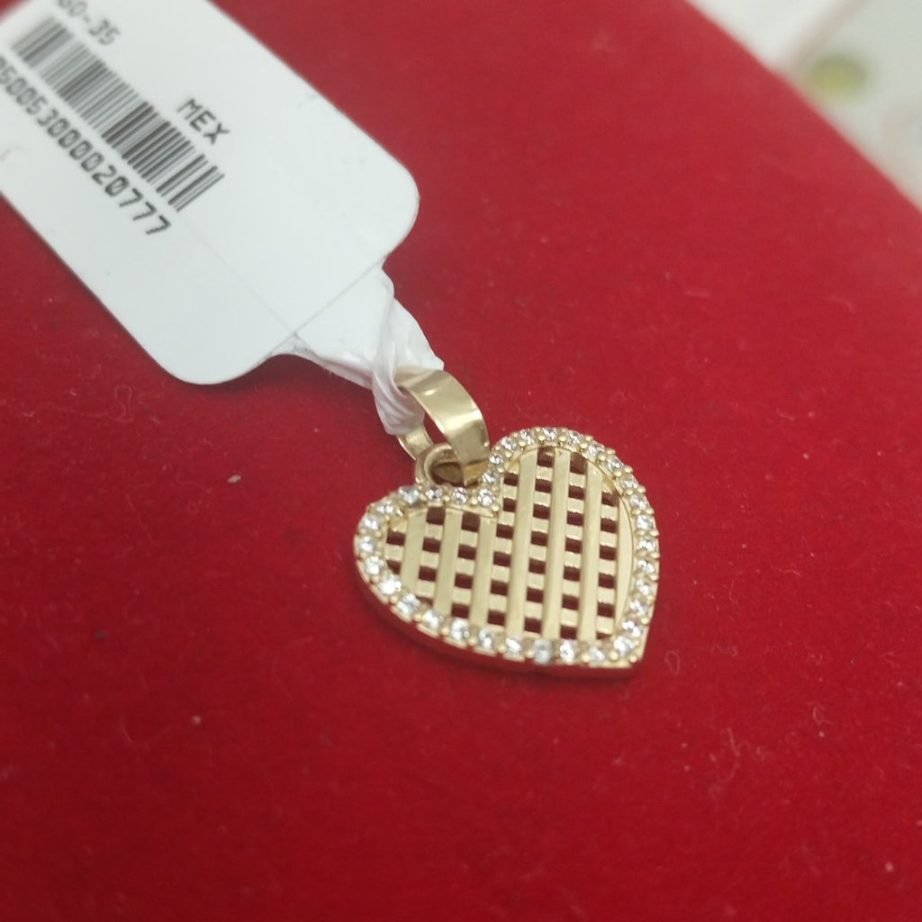 DIJE TEJIDO CORAZON CON CERCO DE CIRCONIAS 14K 1.2 GR (NUEVO)