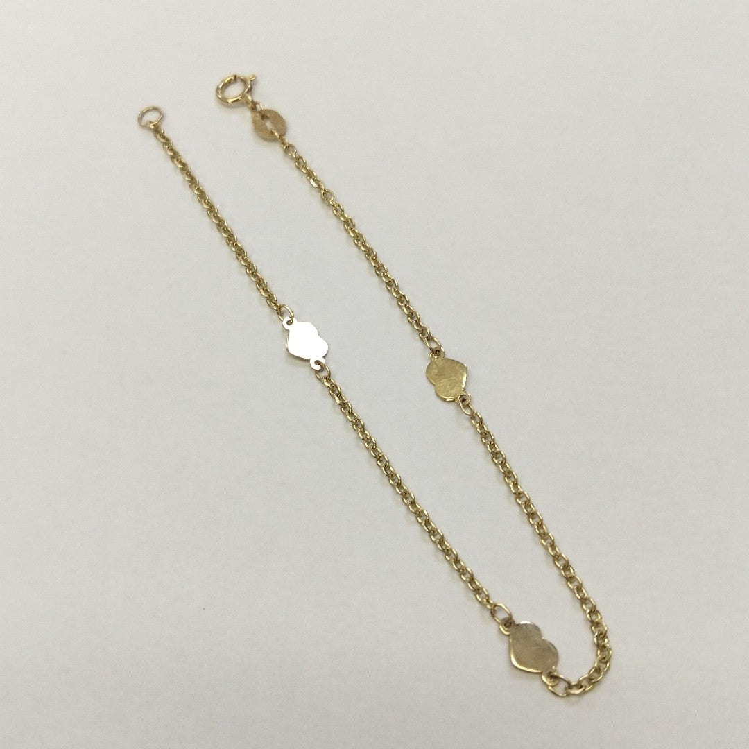 PULSERA TEJIDO ESPECIAL FIG CORAZONES 14K 18 CM 1.3 GR (NUEVO)